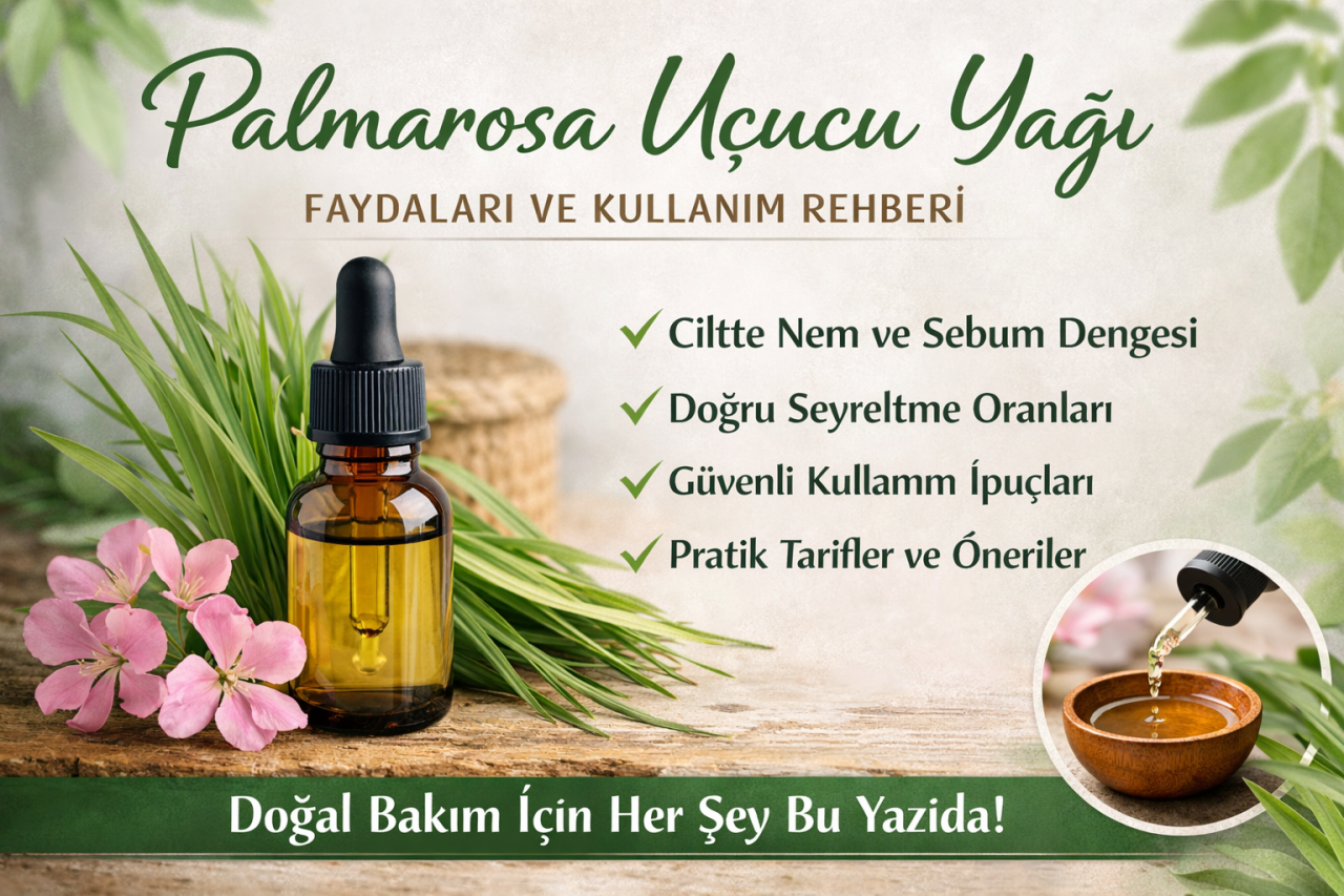 Palmarosa Uçucu Yağı (Cymbopogon martinii): Faydaları, Etkileri ve Güvenli Kullanımı