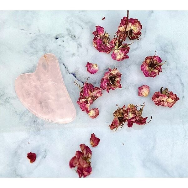 Pembe Kuvars Gua Sha Yüz Masaj Taşı